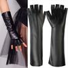 Women Winter Super Long Sheepskin Fingerless Gloves Fashion Punk Half Finger Gloves Ladies Halloween Dancing Party Accessories