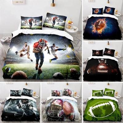 Parure de lit avec housse de couette et taies d'oreiller Motif joueur de football américain pour garçons et filles