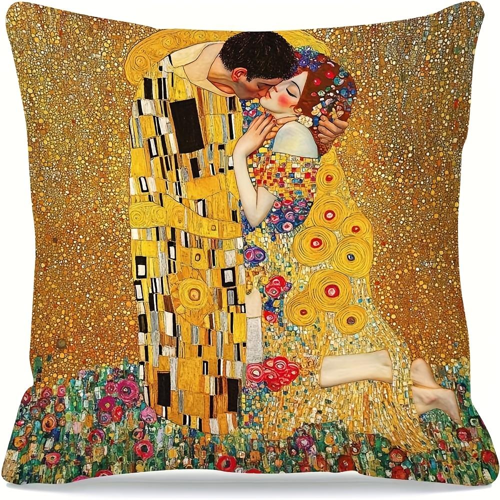 pc Gustav Klimt The Kiss Pillow Cover Polyester D DoubleSided Print Famous Art Nouveau Painting Art Lover Home Car Decor