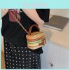 Chic Woven Pu Mini Handbag Stylish Striped Pattern Ultra-light Trendy Purse