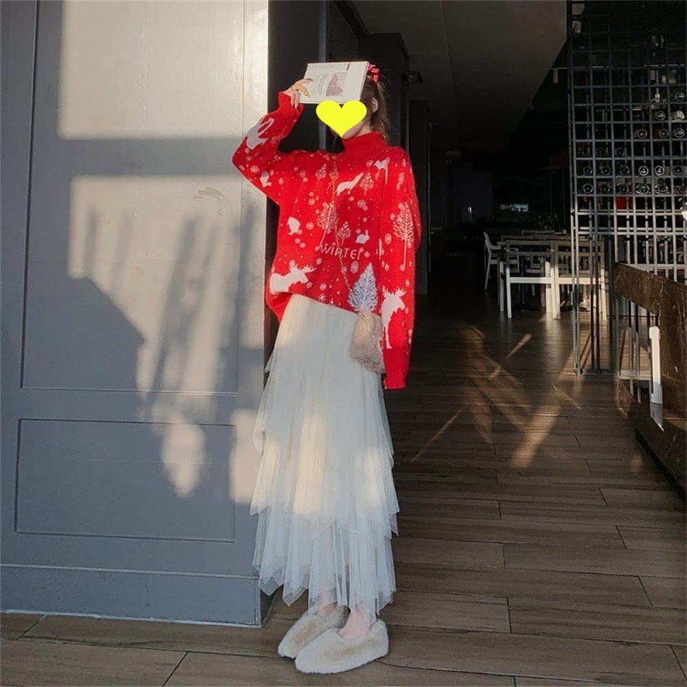 JINZUOMA Knit Christmas Pullover Long Casual Loose Everyday Wear Free Women's Sweater, Sweater, Top, Turtleneck, Sleeves, Fashion, Fit, Soft,
