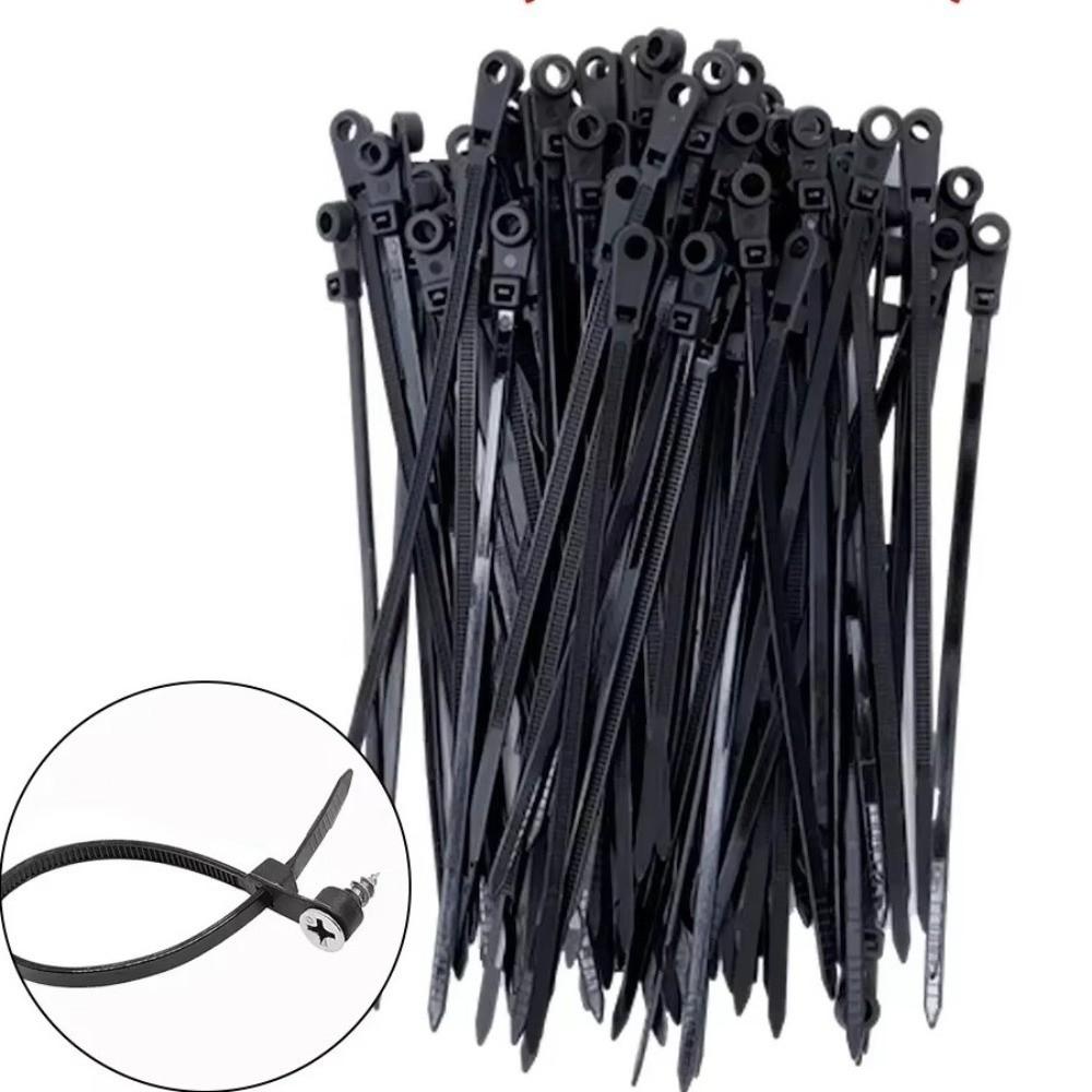 100pcs Self-Locking Screw Hole Cable Ties Heavy Duty Cord Zip Ties  Car Daily Repair