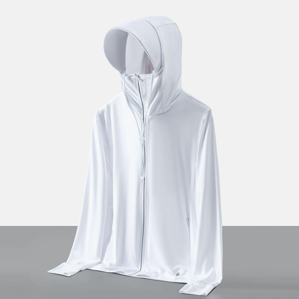 Unisex UV-Schutz Eis-Seide Sonnenjacke mit abnehmbarem Schirm - Atmungsaktiv, Leicht, Partnerlook