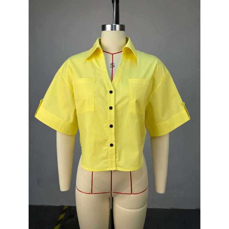 Women's 2026 Summer New Design Loose Fit Versatile Fashionable Short Collared Shirt Top