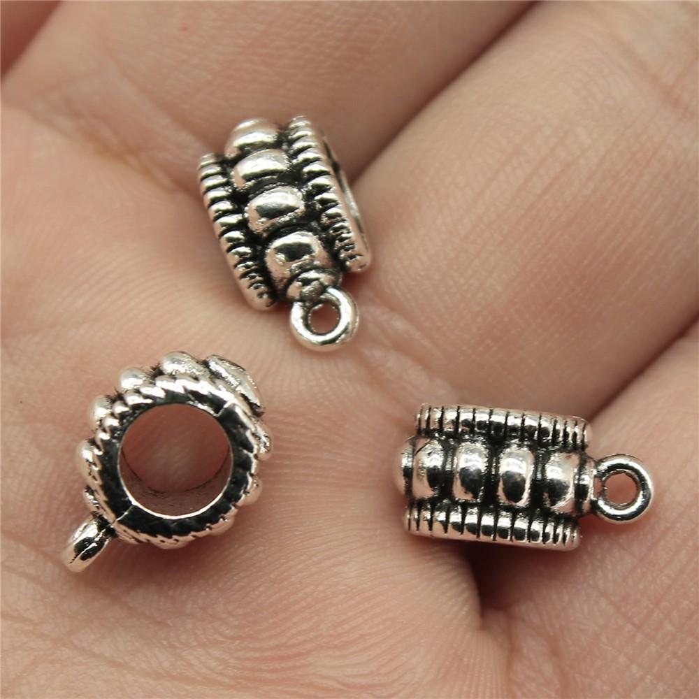 20pcs Bails Beads Connector Charms Jewelry Findings DIY Bails Beads Charms Connector Wholesale Antique Silver Color
