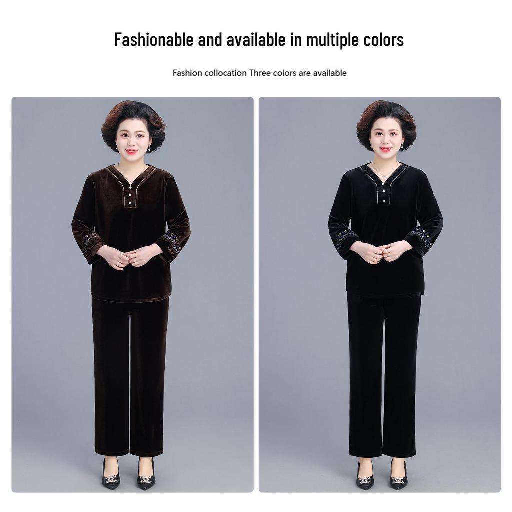 Mom's Autumn 2026 Velvet Hoodie: Stylish Spring & Fall Top for Middle-Aged Women