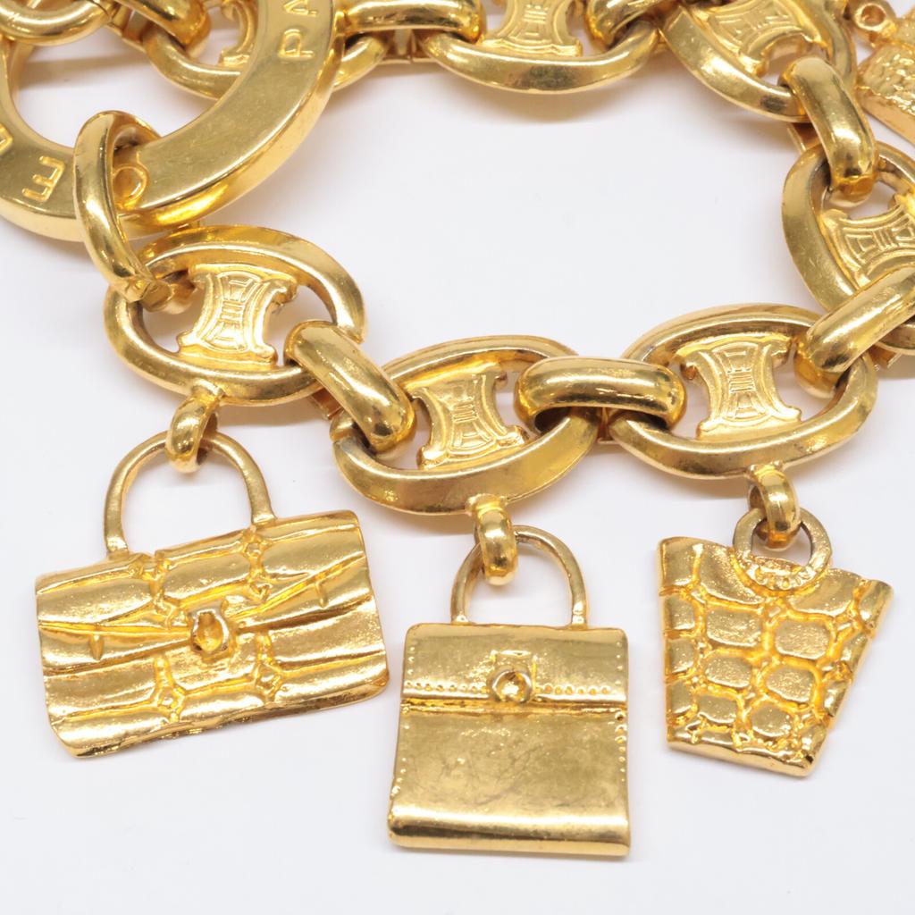 CELINE Bag Motif Charm Macadam Bracelet goldUsed