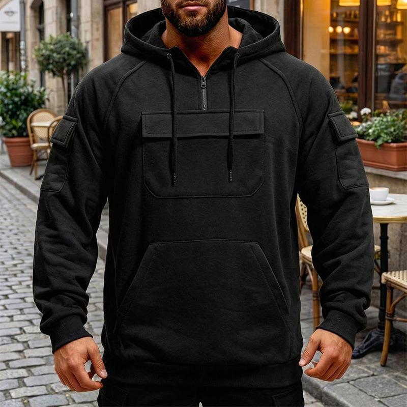 Mens Half Zip Hooded Fleece Sweatshirt