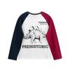 Clothing Children's Spring and Autumn Contrast Color round Neck Long Sleeves T-Shirt Boys and Girls Pure Cotton Dinosaur Children's Bottoming Shirt