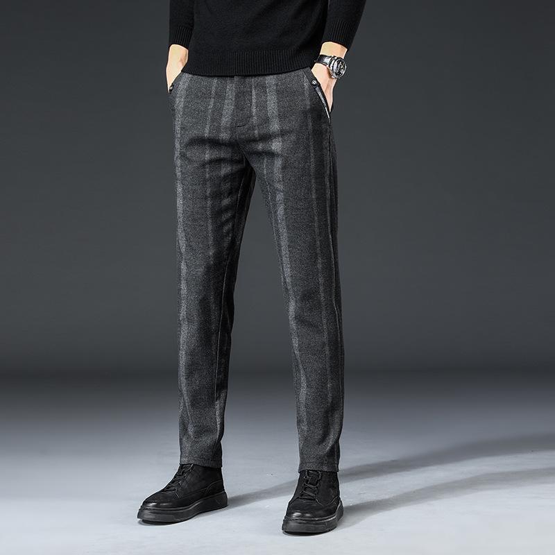 Pantalon Homme Slim Rayé Élastique: Pantalon Business Casual Tendance