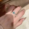 Light Luxury Blue Rhinestone Rings for Women Girls Exquisite Fashion Pullable Adjustable Chain Rings Unique Design Jewelry Gift