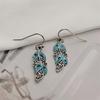 Bohemian Peacock Feather Pendant Earrings - Retro Light Blue Ancient Silver Jewelry