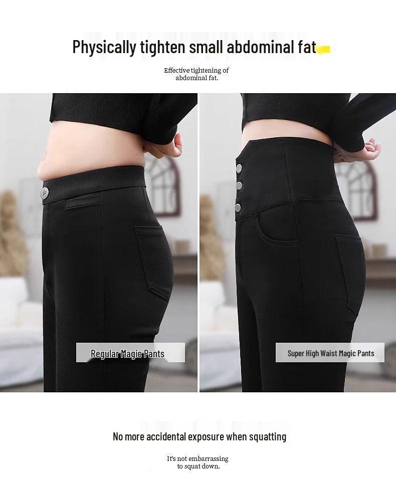 Women's High-Waisted Elastic Skinny Leggings - Plus Size Slimming Pants for Spring and Autumn