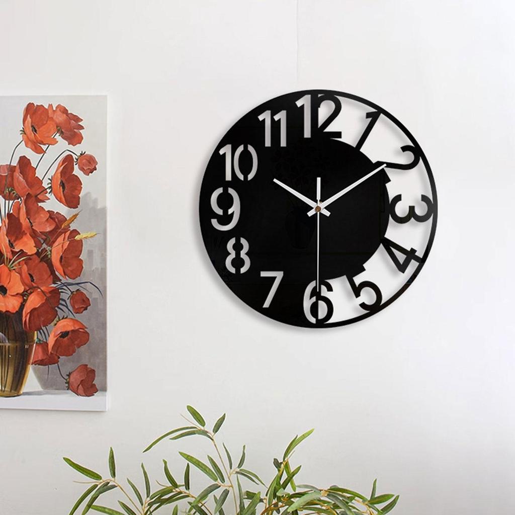Acrylic Wall Clock Large Wall Clock Modern Style Silent Festival Gift Round Wall Clock for Kitchen Hotel Bathroom Decoration