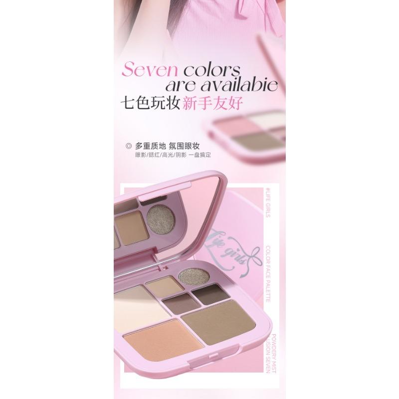 Life Girls 7 Color Face Palette Matte Shimmer Highlighter Blush Eyeshadow For Women