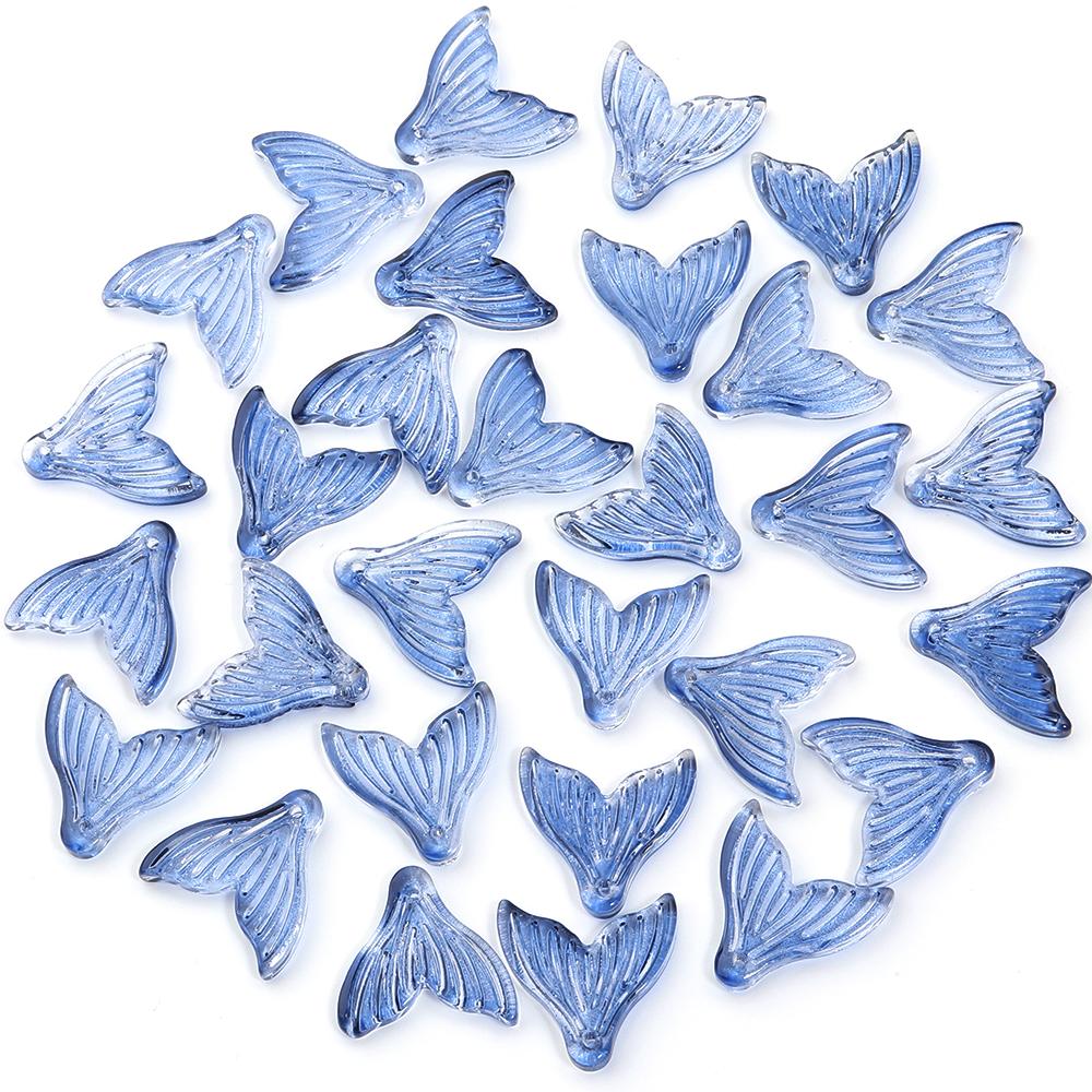 30pcs 20x19.5mm Colorful Mermaid Tail Beads Pendant Loose Lampwork Charms For Jewelry Making DIY Earring Phone Chain Accessories