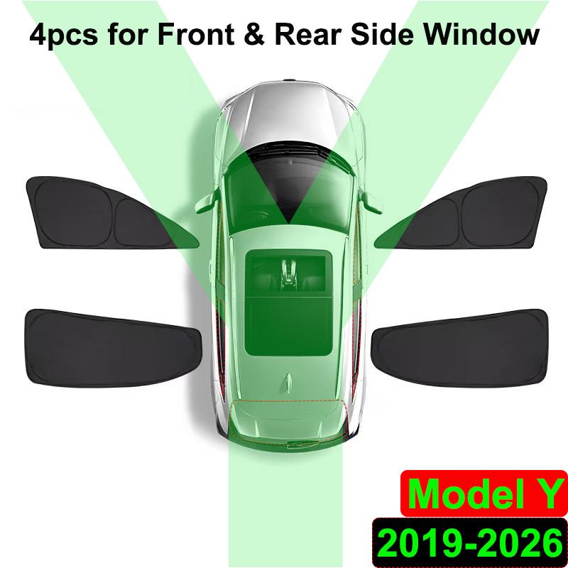 AABLU1 Car Sunshade for Tesla Model Y Juniper 2026 2025 2024 Sun Shade Cover Privacy Rear Window Shades Windowshield Protect Cover Set