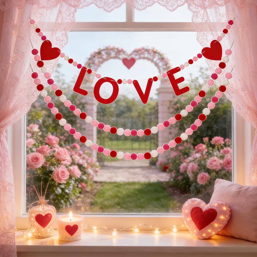 3 Stück Valentinstagsdekorationen, Vorgefädelte Valentinstagsgirlande, 3m Verstellbare Galentines Day Dekorationen Für Zuhause, Kaminsims, Wand, Klassenzimmer