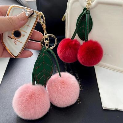 Neue Otter Kaninchen Haar Kirsche Multi-Farbe Auto Keychain Anhänger Niedliche Pompom Puppe Puppe Tasche Tasche Hängen Schlüsselanhänger Für Frauen Geschenk