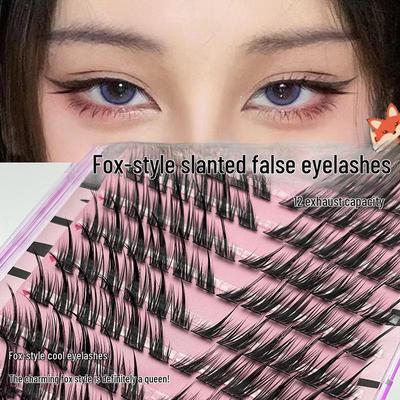 Natürliche Fuchsserie Schräge Fliegende Falsche Wimpern - Segmentiertes Fuchsaugen-Design, Einzelner Büschel, Realistischer Look