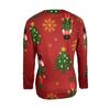 Women's Christmas Tree Printed V-neck Long Sleeved Sweatshirt Xmas Top