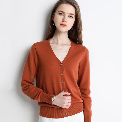Damen Strickware V-Ausschnitt Einreihig Knopf Pullover Pullover Damen Herbst Frühling Langarm Kurz Klein Frisch Oberbekleidung Gestrickte Strickjacke Tops