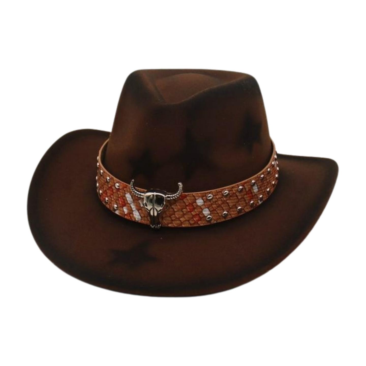 

Minority Hat Cow Scalp Hat Men S And Women S Couple Hat Western Cowboy Top Hat one size [m peach five-star]