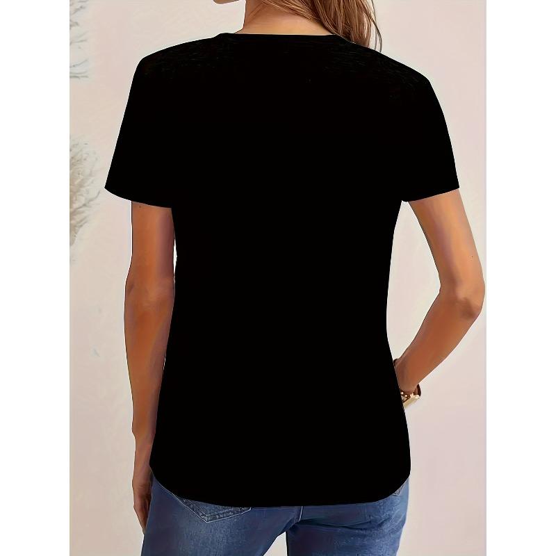 European size Graphic Print T-shirt, Casual Crew Neck Short Sleeve Top For Spring & Summer, Women's Clothing