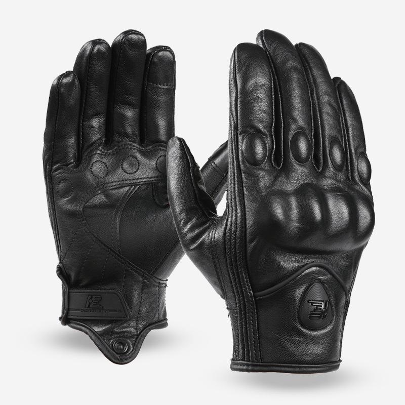 Leather Gloves Harley Motorcycle Gloves Outdoor Riding Warm Touch Screen Men's and Women's Protective Case Design Gloves