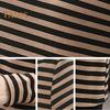 Women Bottoming Tops High Collar Long Sleeve Thickened Velvet Lining Pullover Tops Striped Print Tee Tops