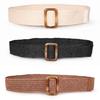 New European and American Casual Resin Buckle PP Lafite Ethnic Style Women's Belt Elastic Braided Belt