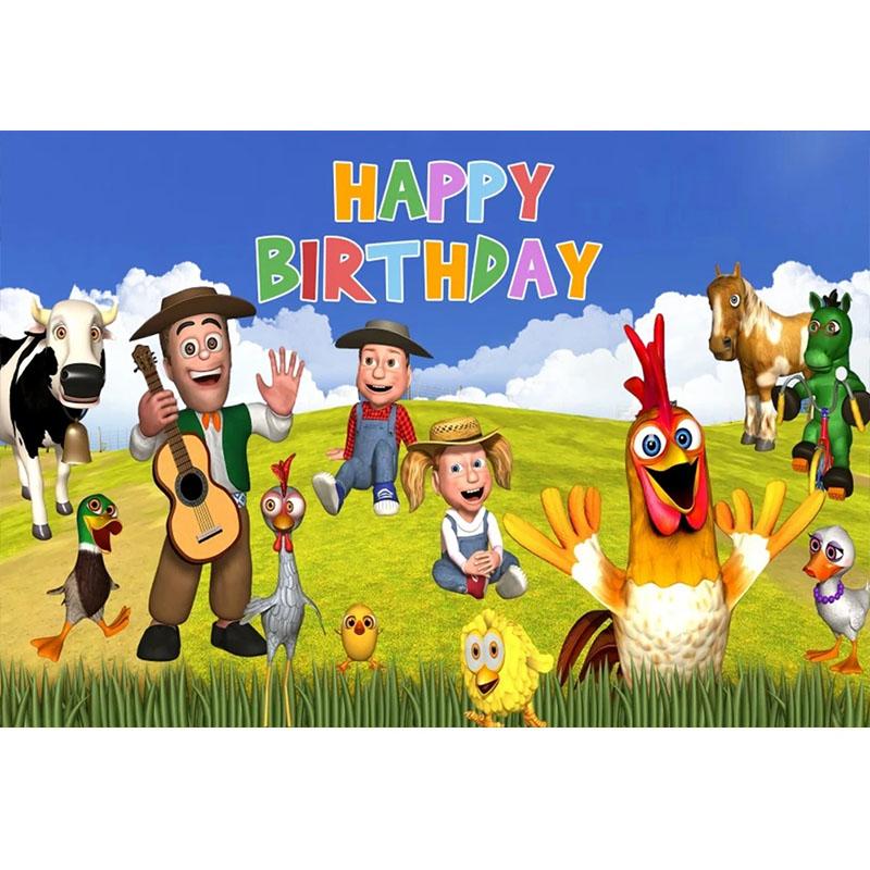 

Green Grass Farm Theme La Granja De Zenon Backdro Party Background Custom Decorate Kids 1st Birthday Baby Shower Photo Backdrop 150x100cm
