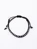 Harang Hr 306B_Silver Ball Fabric Bracelet (Dark Brown)