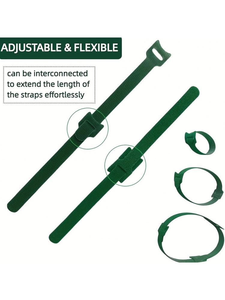50Pcs 6in Green Nylon Plant Ties Adjustable Non Slip Reusable Velcro For Garden Climbing Plant Graft Decor