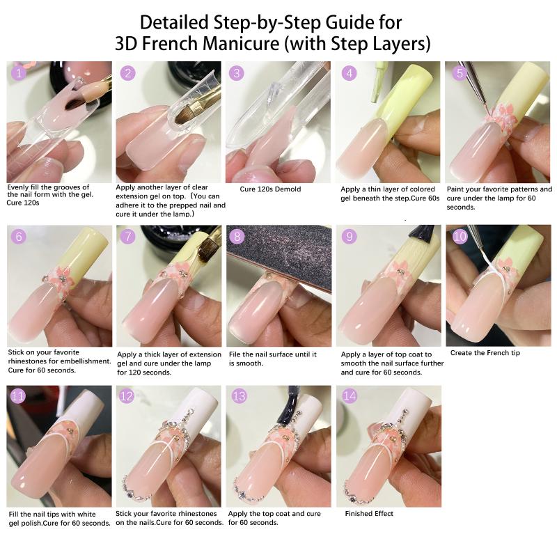 150Pcs Space Hollow 3D French Extension With Scale Nail Mold Nail Dual Forms Full Cover Reusable Nail Extension Molds