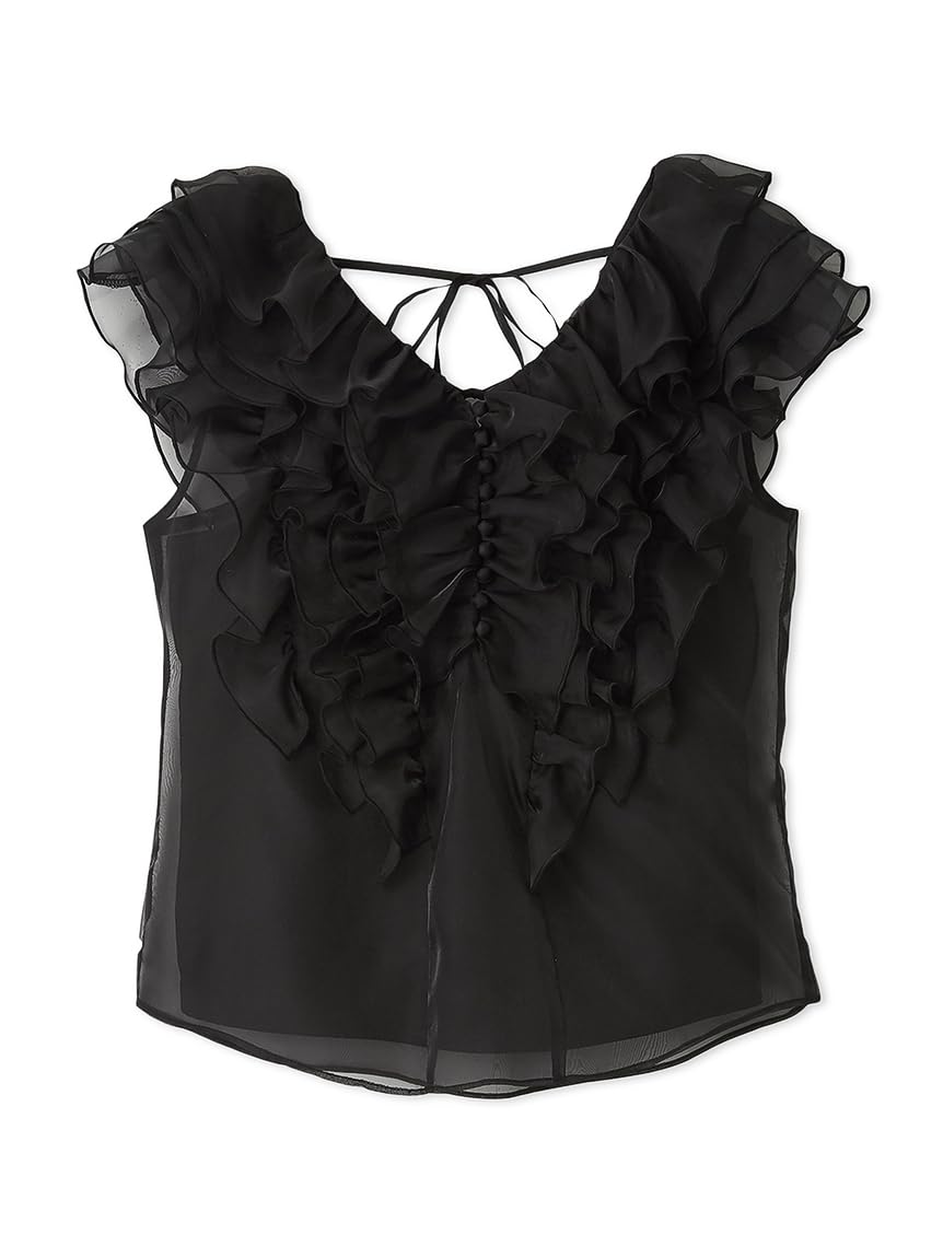 

Snidel Блузка без рукавов с оборками Черная Женская SWFB252008, чёрный