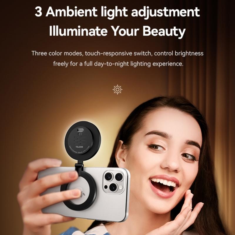 Portable Folding Fill Light With Magnetic Attachment For Phones Laptops Computers Social Media Content Creators Vloggers