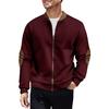 Men Casual Coat Stand Collar Long Sleeve Zipper Closure Plaid Elbow Patch Baseball Jacket Outdoor Street Wear
