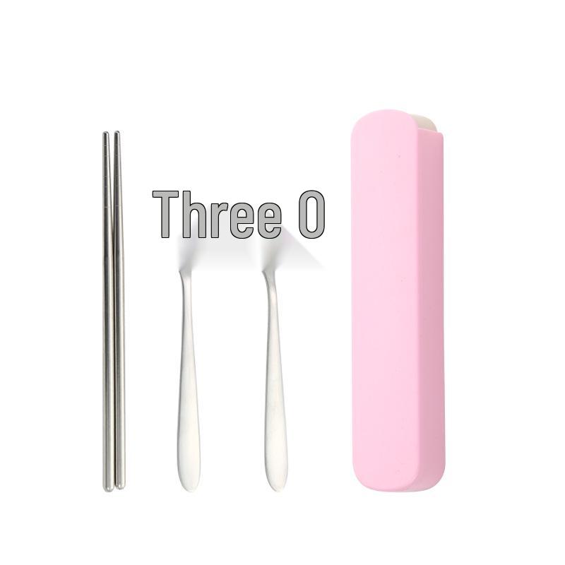 Stainless Steel Cutlery Set: Spoon, Fork & Chopsticks with Pointed Ends - Portable for Outdoor, Student, or Gift Use