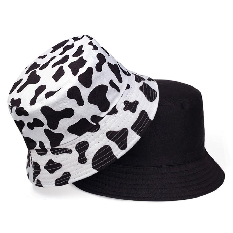 Cow Print Double-Sided Casual Bucket Hat Cow Hat Unisex Hat New Style Reversible Fisherman Hat