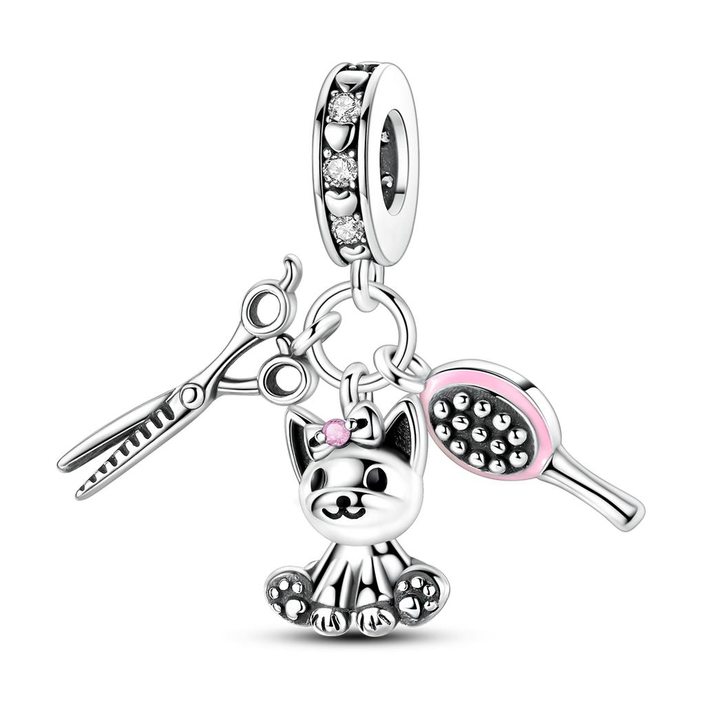 Charm Copper Purple Butterfly Heart Pendant Beads Charms Fine Jewelry Fit Original Bracelet For Women Diy Gift
