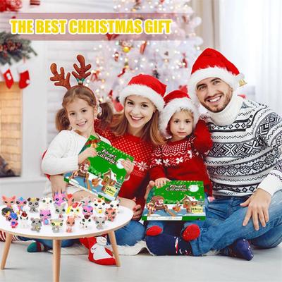 24-Day Christmas Advent Calendar Countdown Box with Collectible Character Ornaments Multifunctional Holiday Decoration for Kids