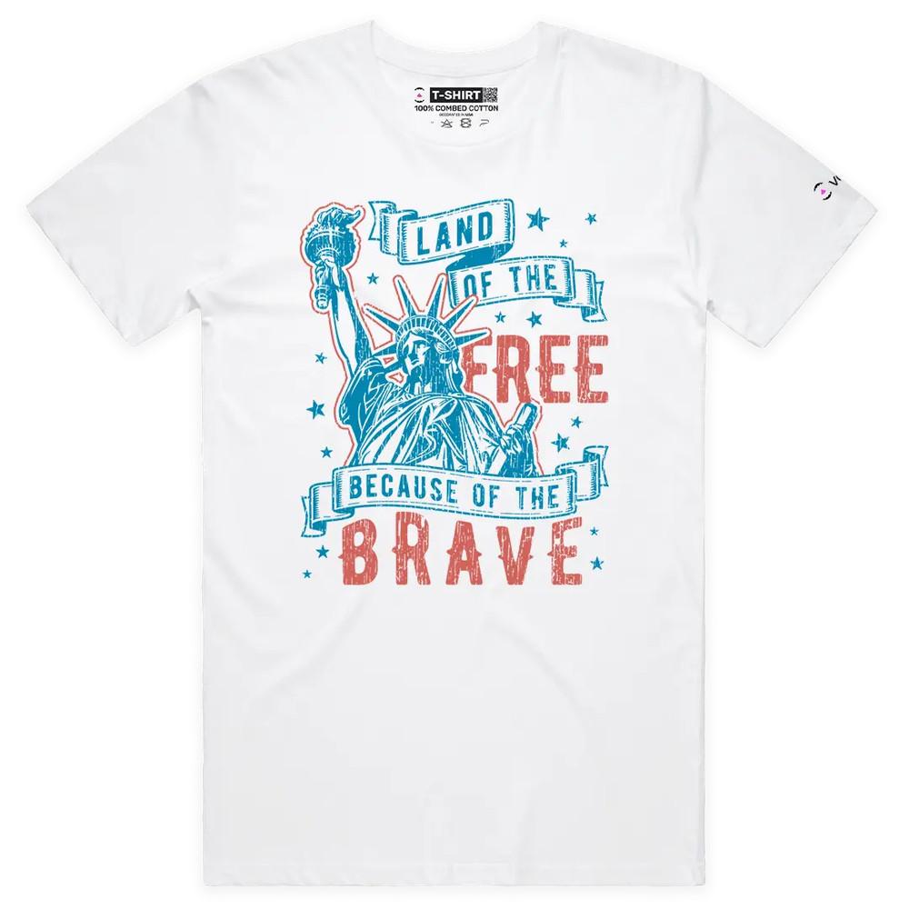 VOICEART Lady Liberty Land of the Free Independence Day Premium Graphic T-Shirt L