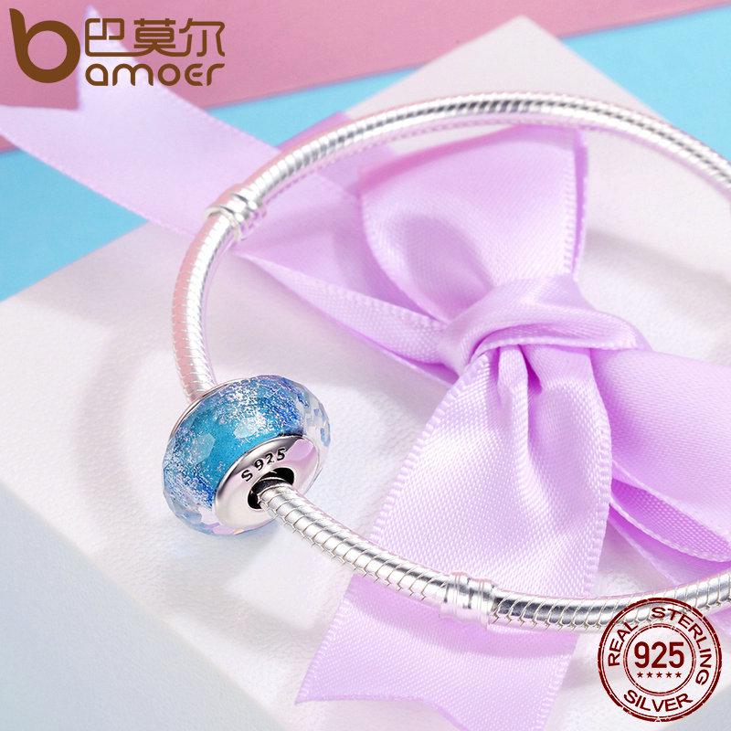 BAMOER High Quality 925 Silver European Pattern Murano Glass Charm Beads Fit Women Bracelets & Bangles Jewelry SCZ061