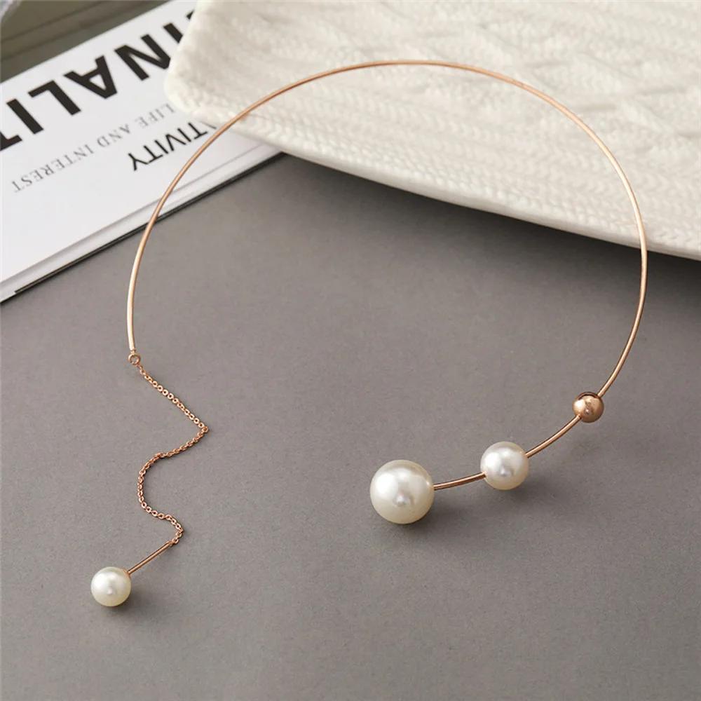 2025 New Fashion Statement Women's Pearl Clavicle Choker Necklace - Enhance Your Elegance and Style