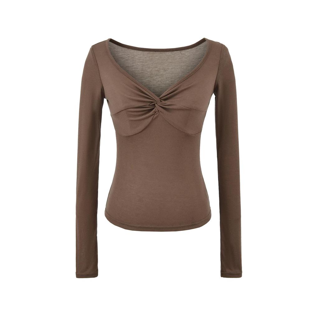 Spicy Girl Slimming Long-Sleeve T-Shirt for Women - 2026 Spring/Autumn Collection