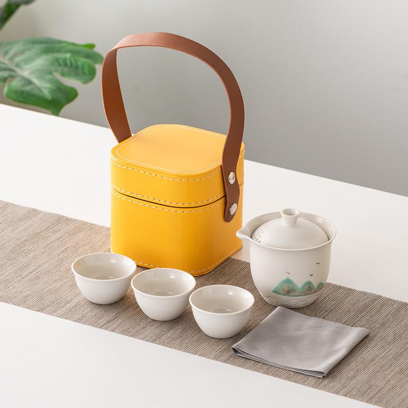 Business Gifts Travel Tea Set Kuaike Cup One Pot Three Cups Portable Cover Bowl Small Set Outdoor High-end Kung Fu Set