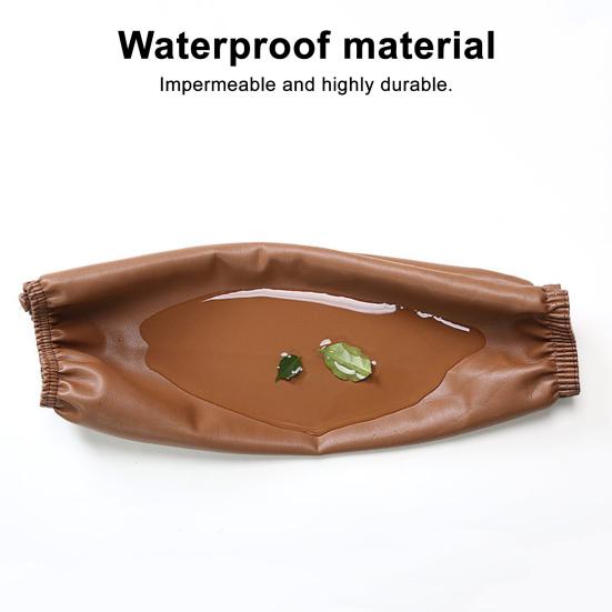 1 Pair Arm Sleeves Imitation Leather Waterproof Oil-Proof Arm Sleeves 40cm Long Elbow Protection Kitchen Garden Cleaning Sleeves