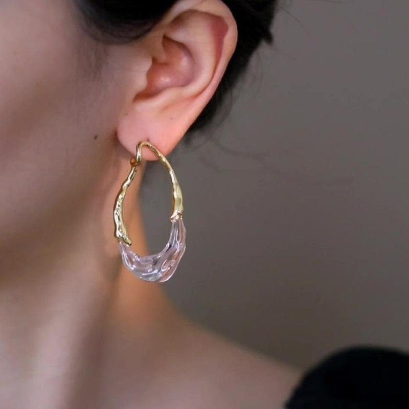 Irregular water drop resin splicing stud earrings exaggerated earrings fashion earrings women