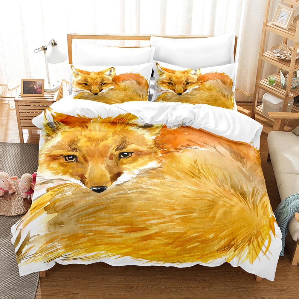 Cartoon Cute Animal Zoo Cute Version Export Picture Can Be Ordered Clear Digital Printing Three-Piece Quilt Cover